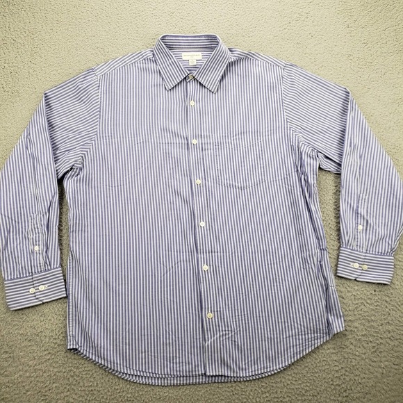 Banana Republic Shirt Mens XL 17-17 1/2 Purple Striped Button Up Long Sleeve - Picture 1 of 14